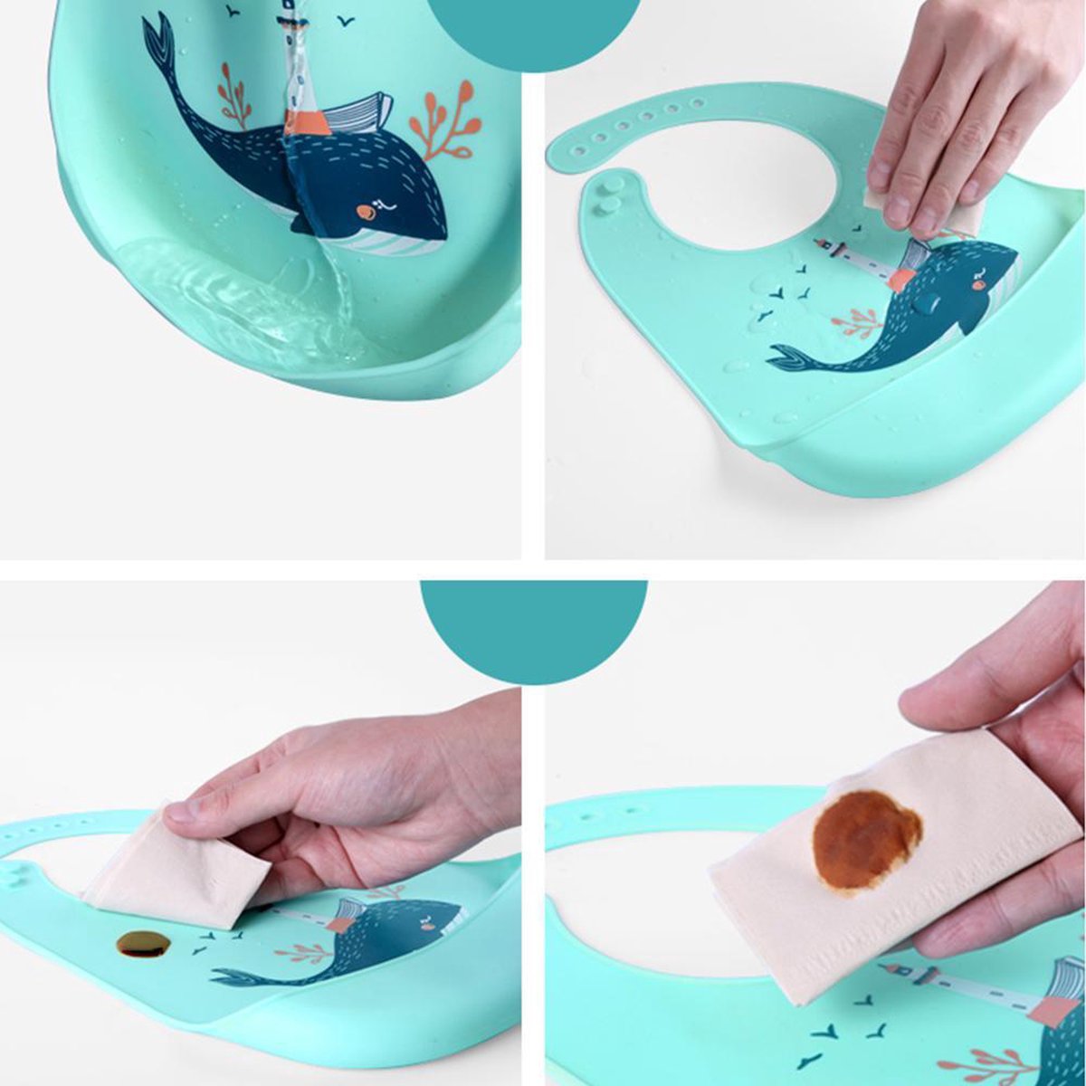 Bavoir en Silicone Imperméable pour Bébé - Animaux