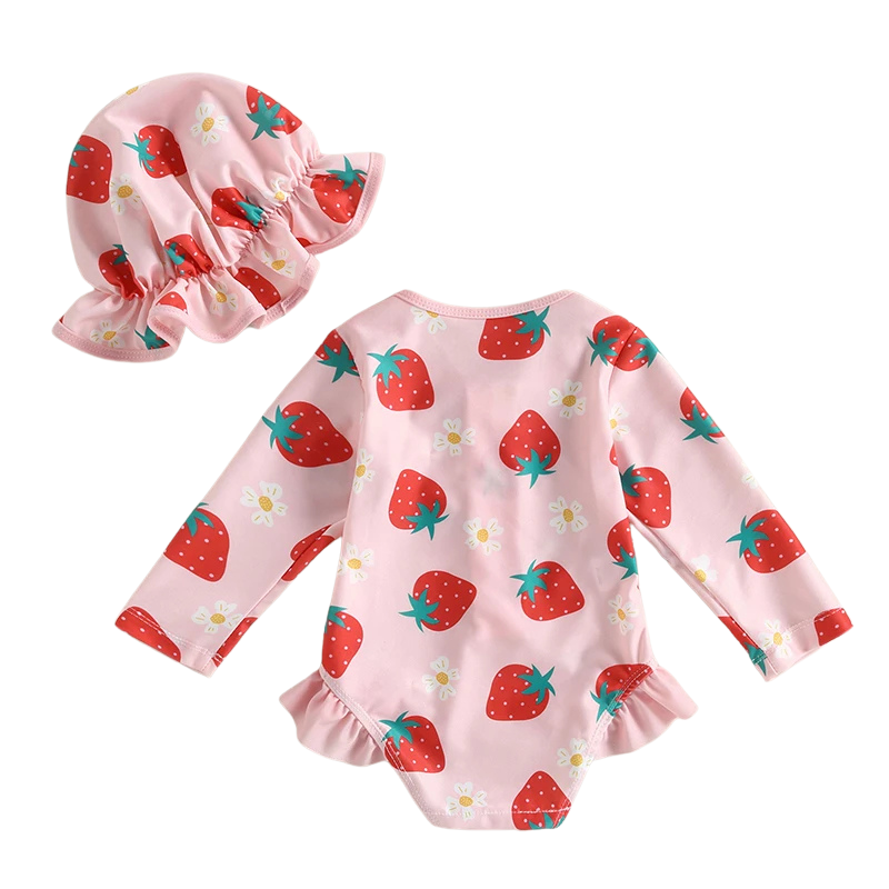 Maillot de Bain Bébé Fille avec Chapeau