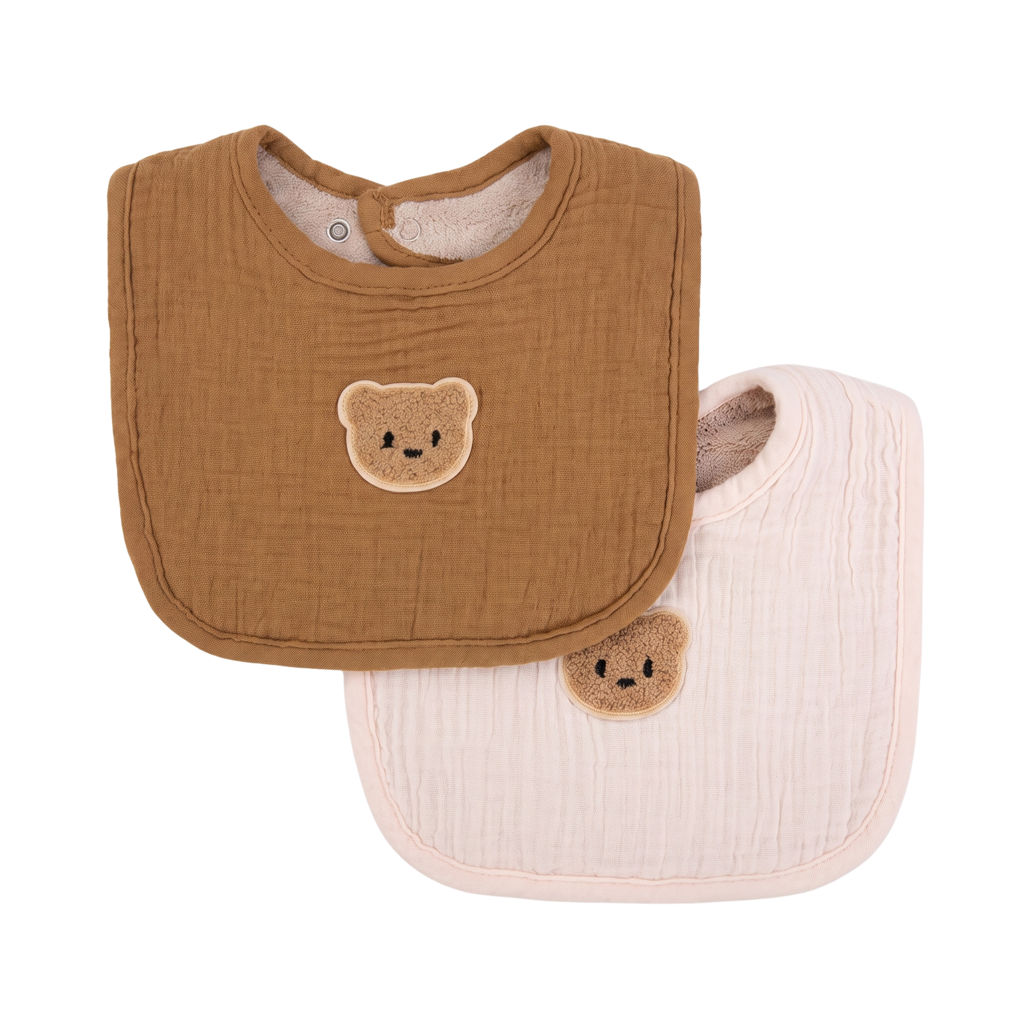 Bavoir Bébé Double Face Gaze de Coton & Éponge - Lot de 2