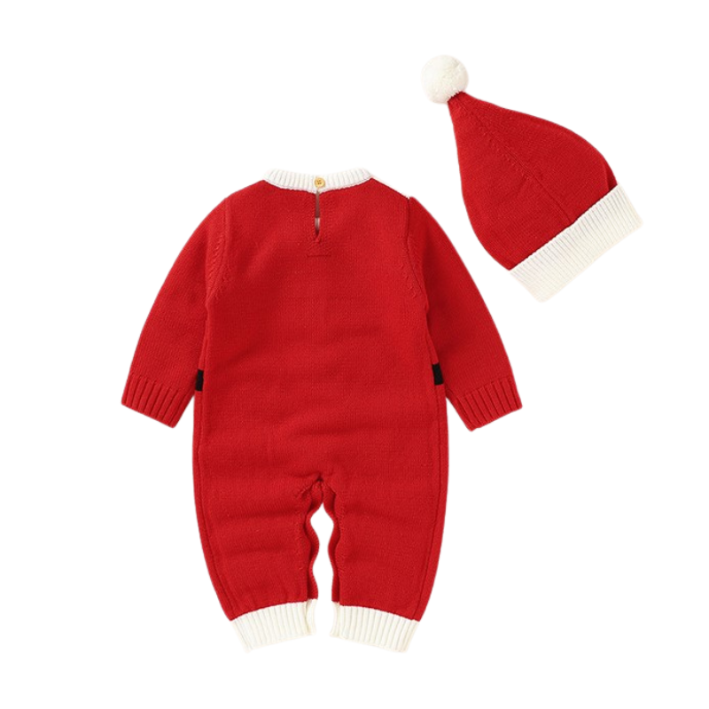 Combinaison Bébé Noël en Tricot – Père Noël avec Bonnet 3-18 mois