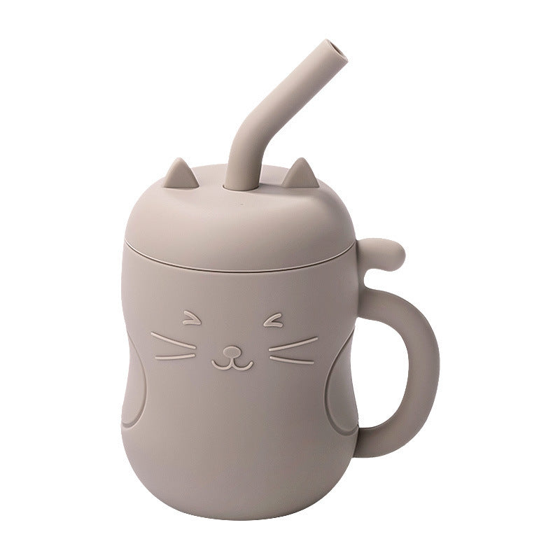 Tasse d’apprentissage Bébé en Silicone avec Paille - Chat