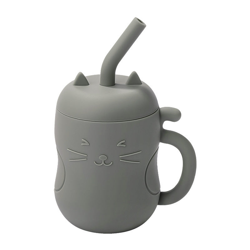 Tasse d’apprentissage Bébé en Silicone avec Paille - Chat