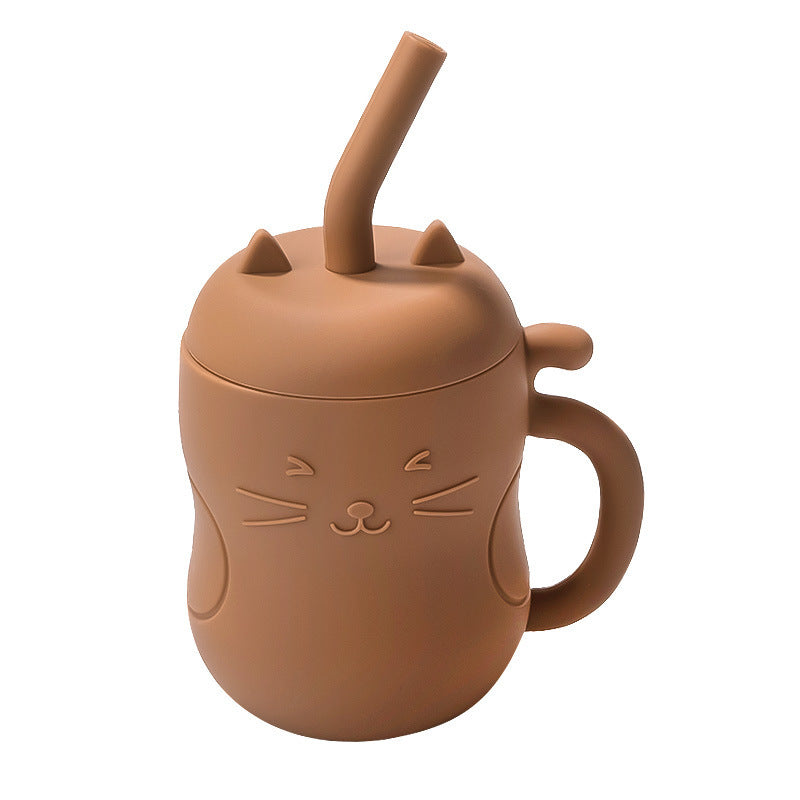 Tasse d’apprentissage Bébé en Silicone avec Paille - Chat