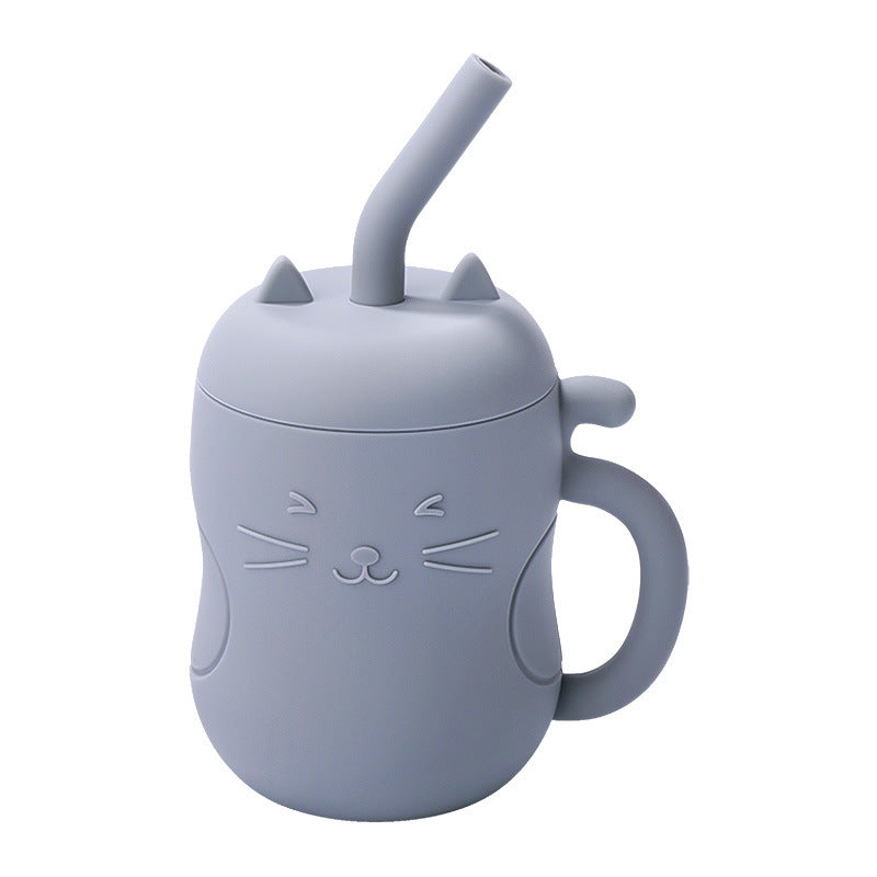 Tasse d’apprentissage Bébé en Silicone avec Paille - Chat