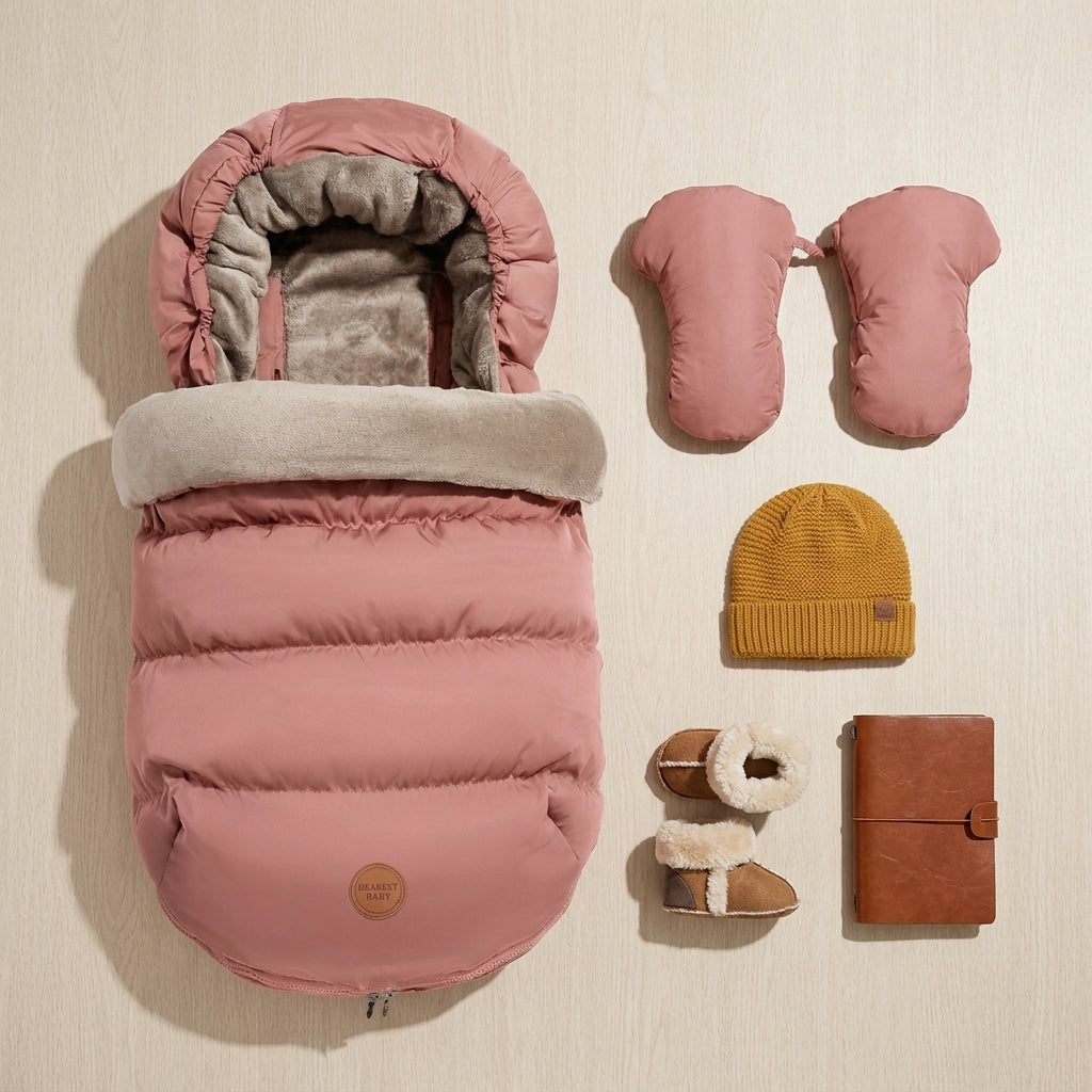 Chancelière Poussette Bébé Hiver 6-36 Mois + Moufles Parent