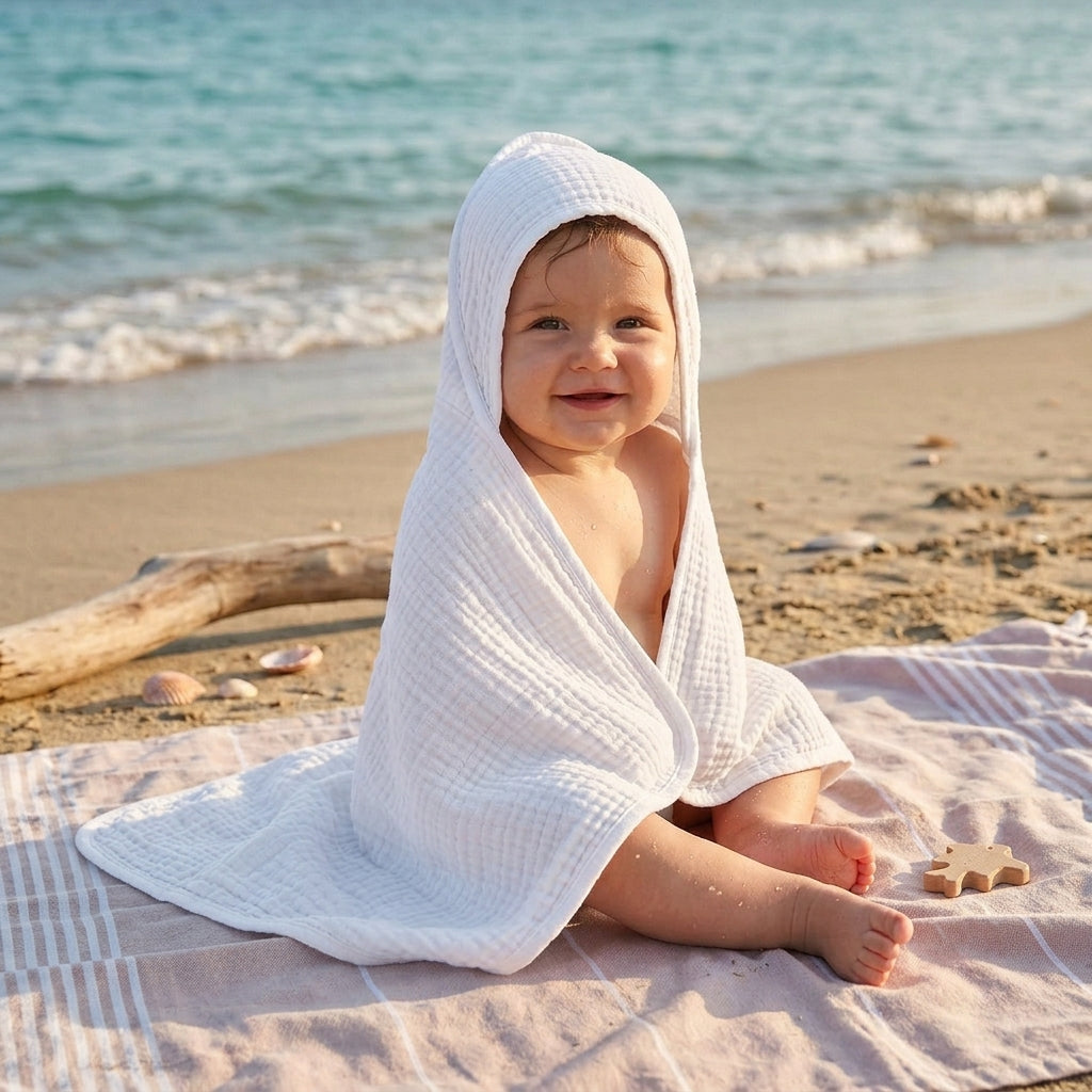 Cape de Bain Bébé en Coton Mousseline