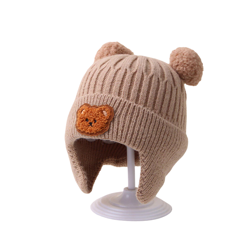 Bonnet Bébé Hiver en Maille Ourson