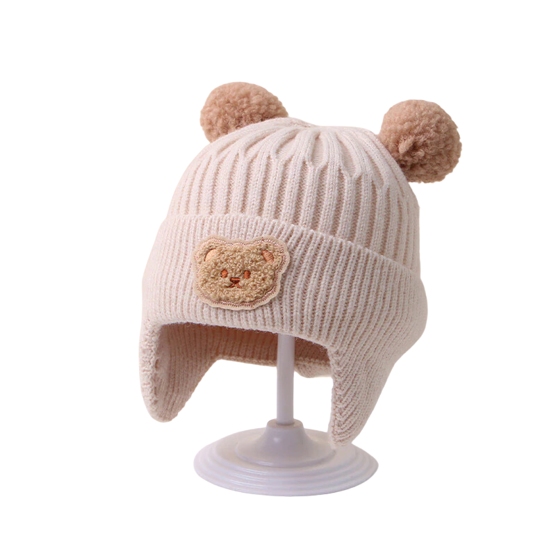Bonnet Bébé Hiver en Maille Ourson