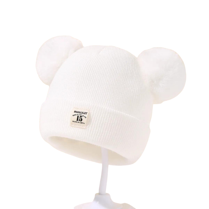 Bonnet Bébé Hiver avec Double Pompons