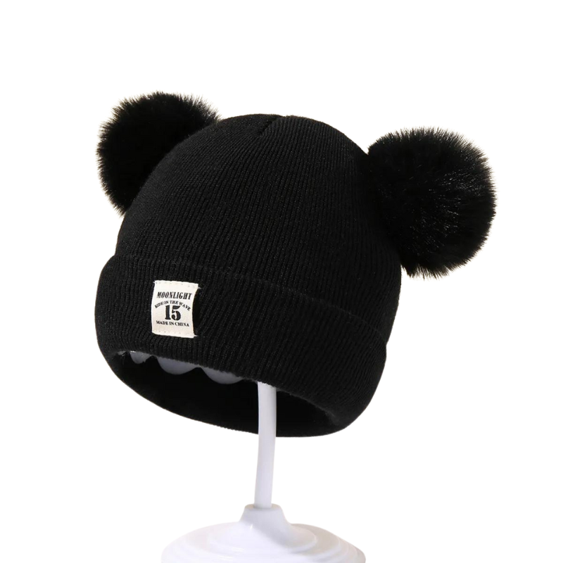 Bonnet Bébé Hiver avec Double Pompons