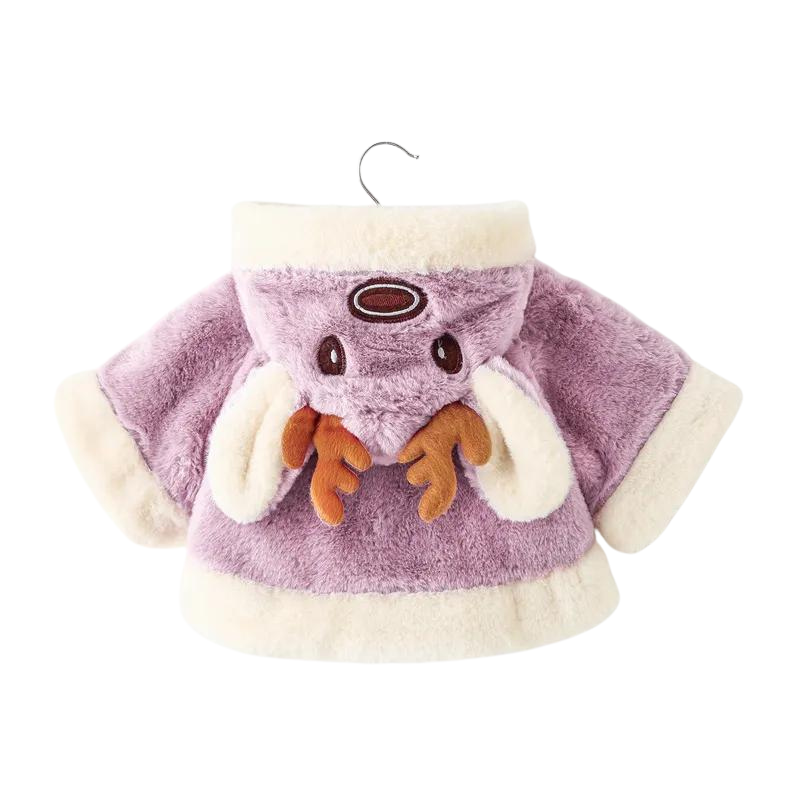 Manteau Bébé Cerf Polaire en Fausse Fourrure avec Pompons