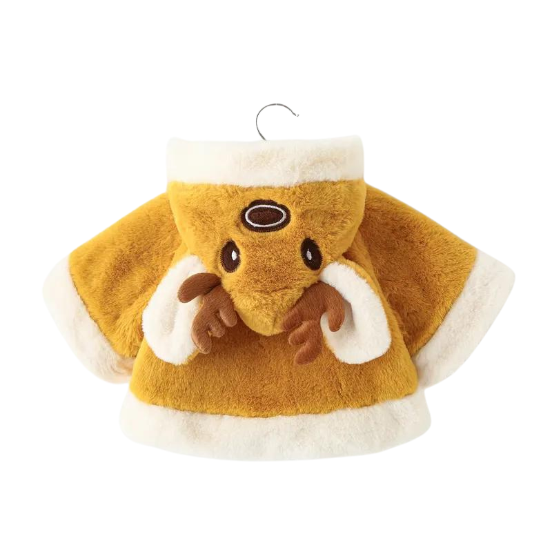 Manteau Bébé Cerf Polaire en Fausse Fourrure avec Pompons