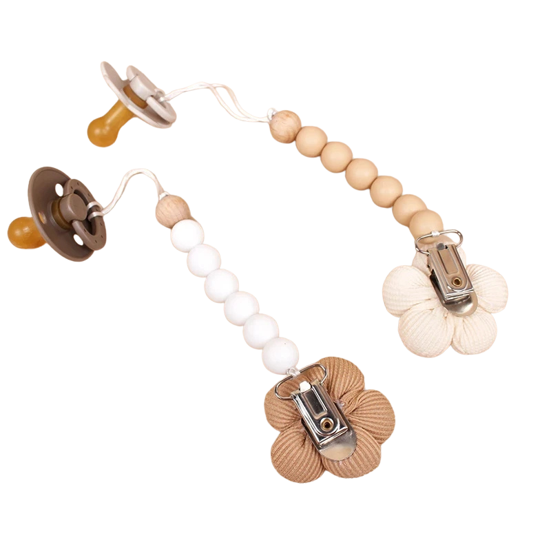Attache Tétine Silicone - Fleur Tissu