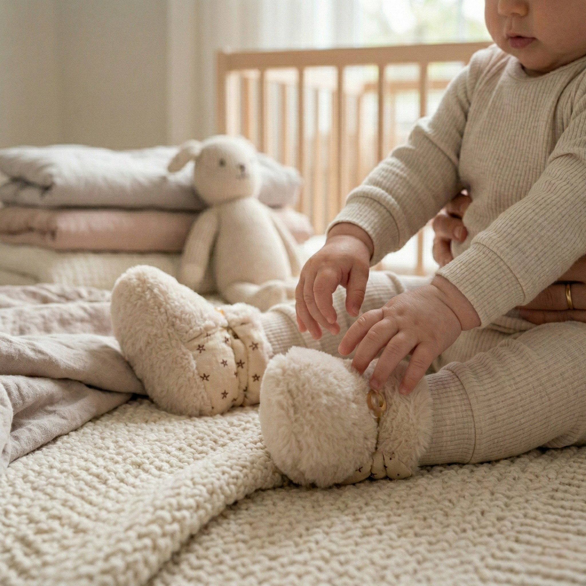Chaussons fourrés pour bébé réversible