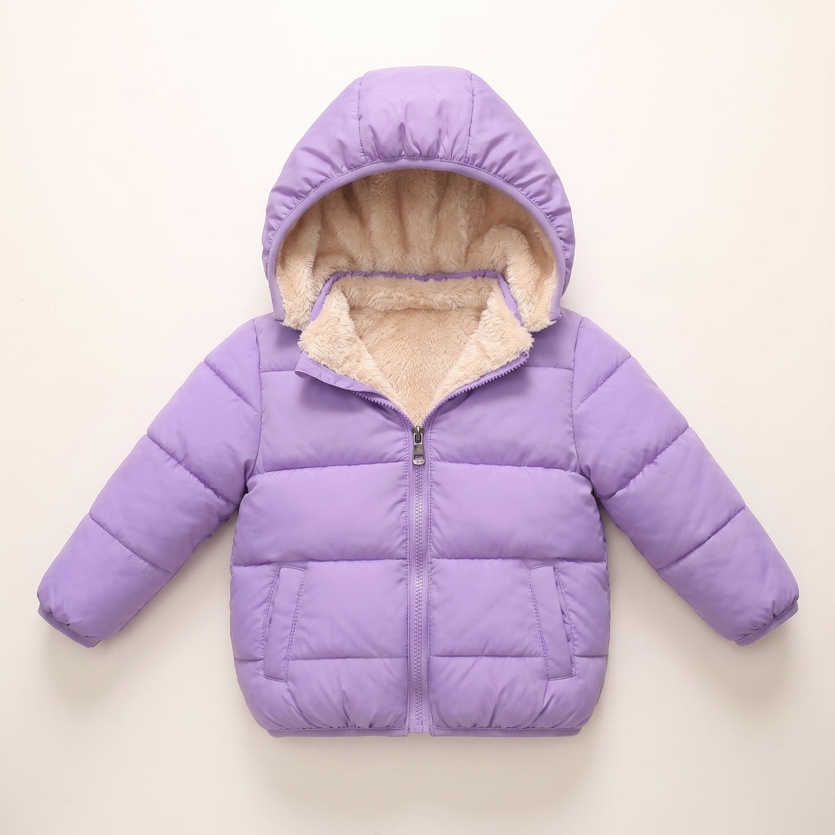 Doudoune Bébé et Enfant à Capuche Doublée Effet Agneau – 18 mois-6 ans