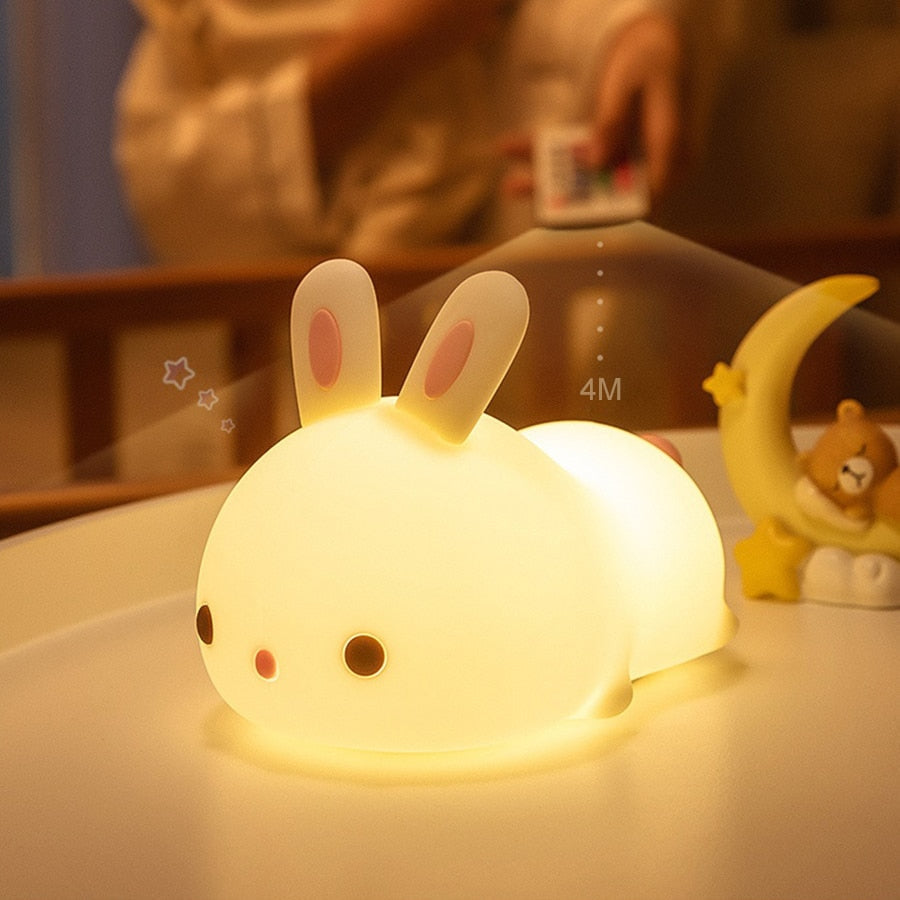 Veilleuse LED Rechargeable en Silicone pour Bébé - Lapin