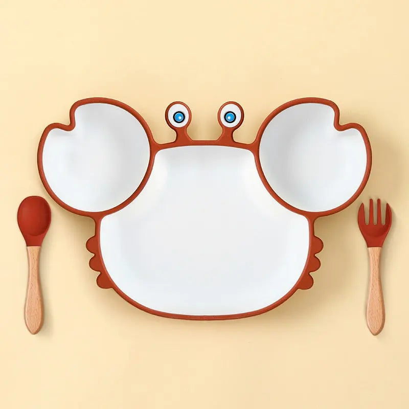 Assiette Bébé Ventouse avec Compartiments - Crabe
