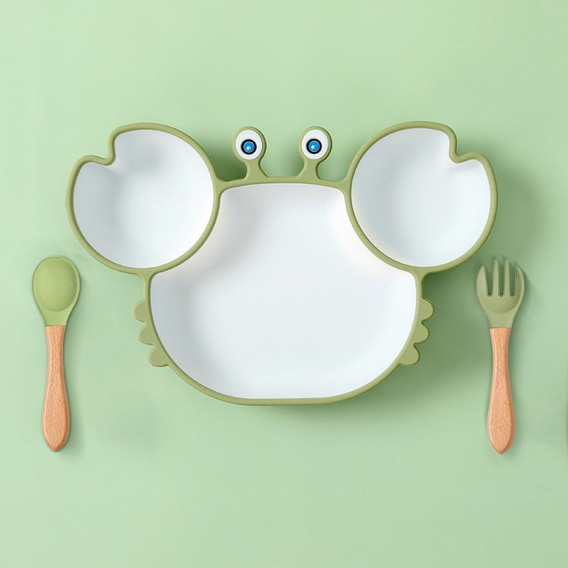 Assiette Bébé Ventouse avec Compartiments - Crabe