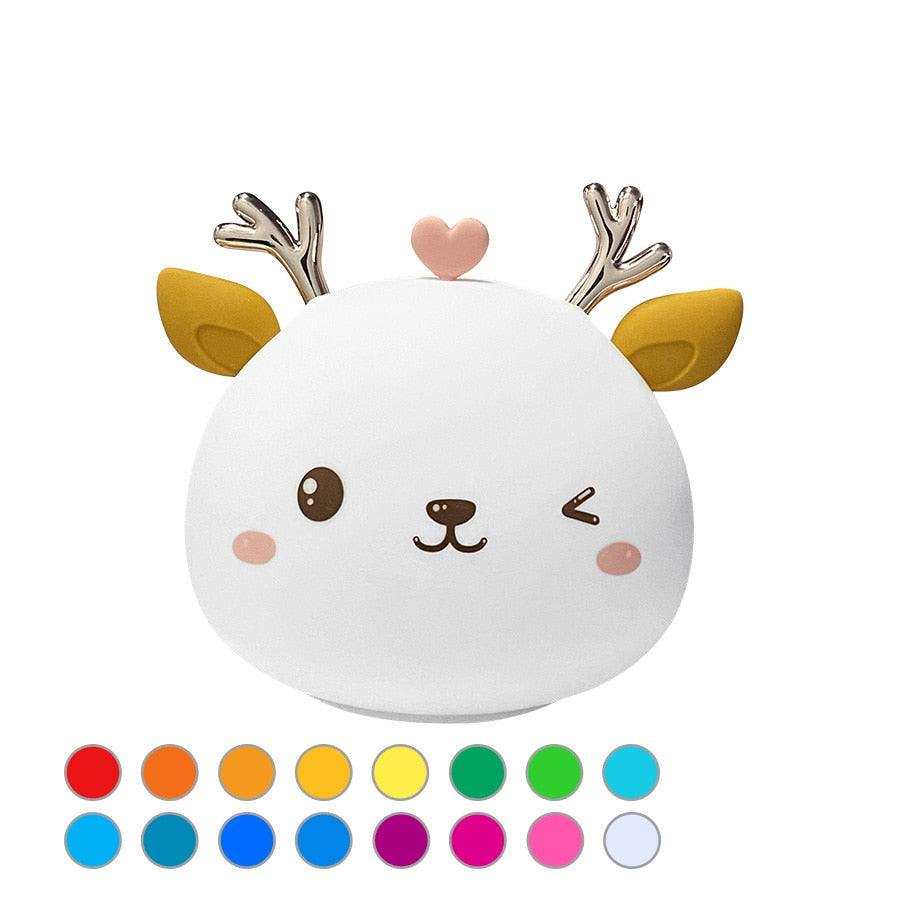 Veilleuse LED Rechargeable en Silicone pour Bébé - Cerf