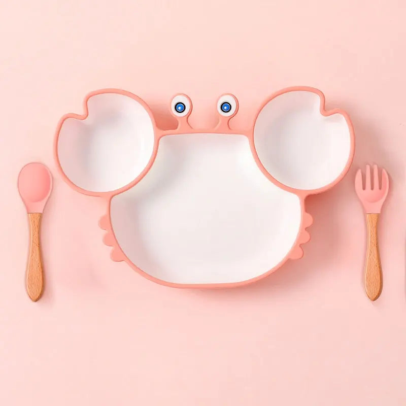 Assiette Bébé Ventouse avec Compartiments - Crabe