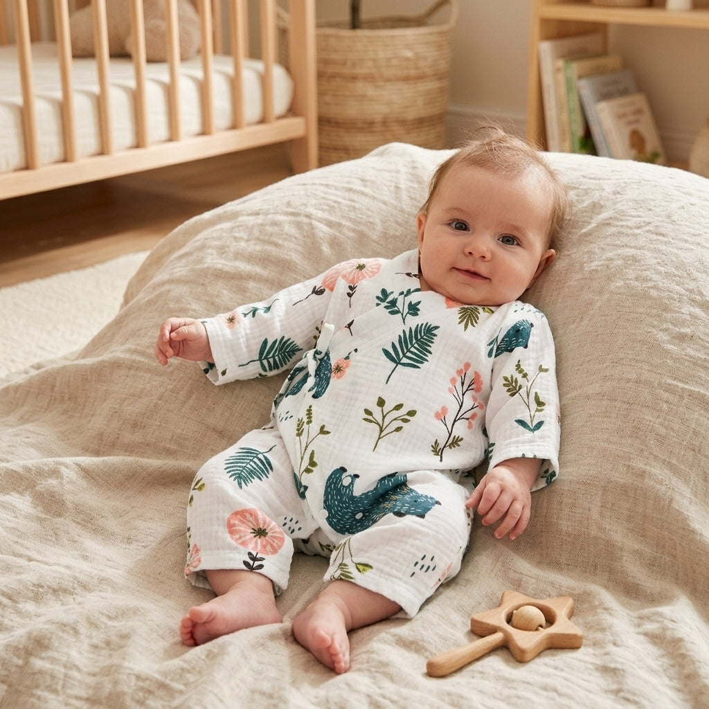 Barboteuse Kimono Bébé en Gaze de Coton