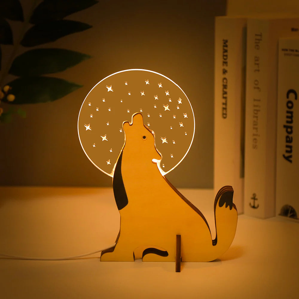Veilleuse LED Animaux en Bois