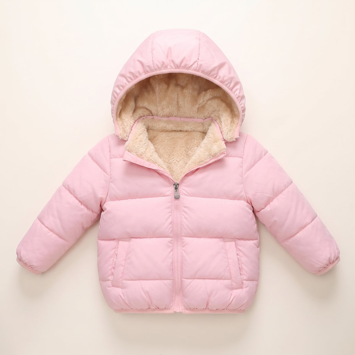 Doudoune Bébé et Enfant à Capuche Doublée Effet Agneau – 18 mois-6 ans