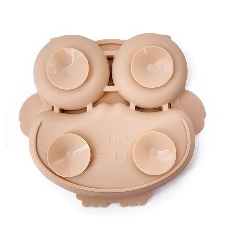 Assiette bébé ventouse avec compartiments - Hibou