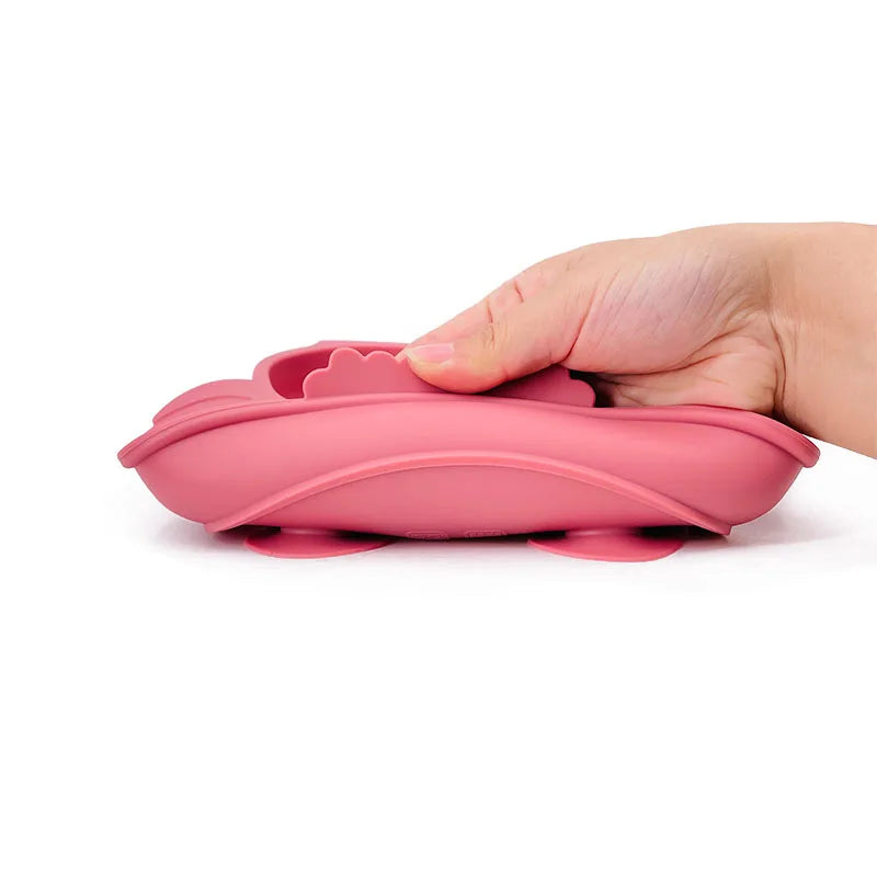 Assiette bébé ventouse avec compartiments - Hibou