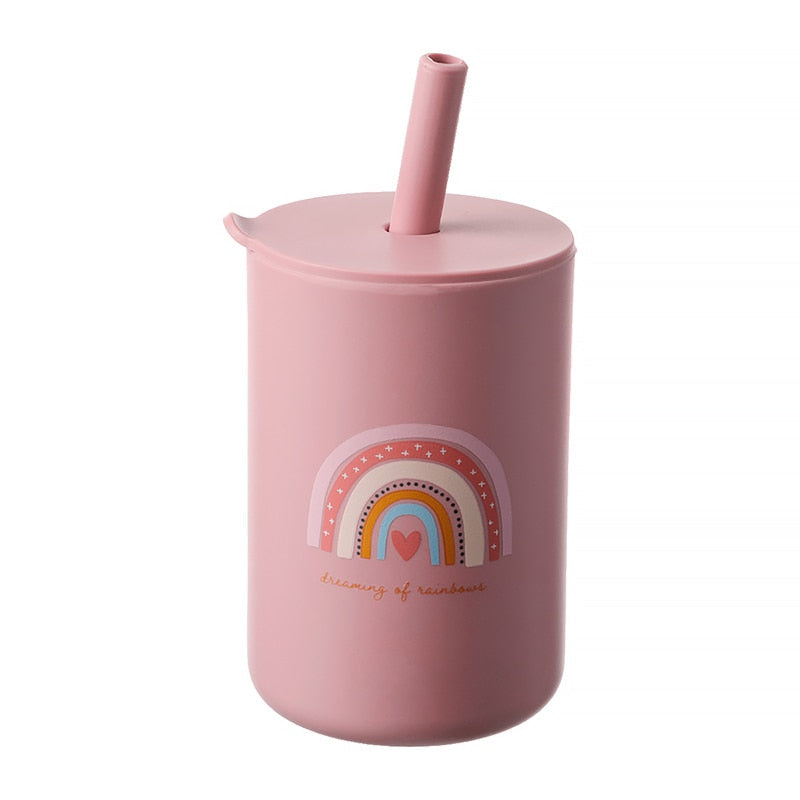 Tasse d’apprentissage Bébé en Silicone avec Paille