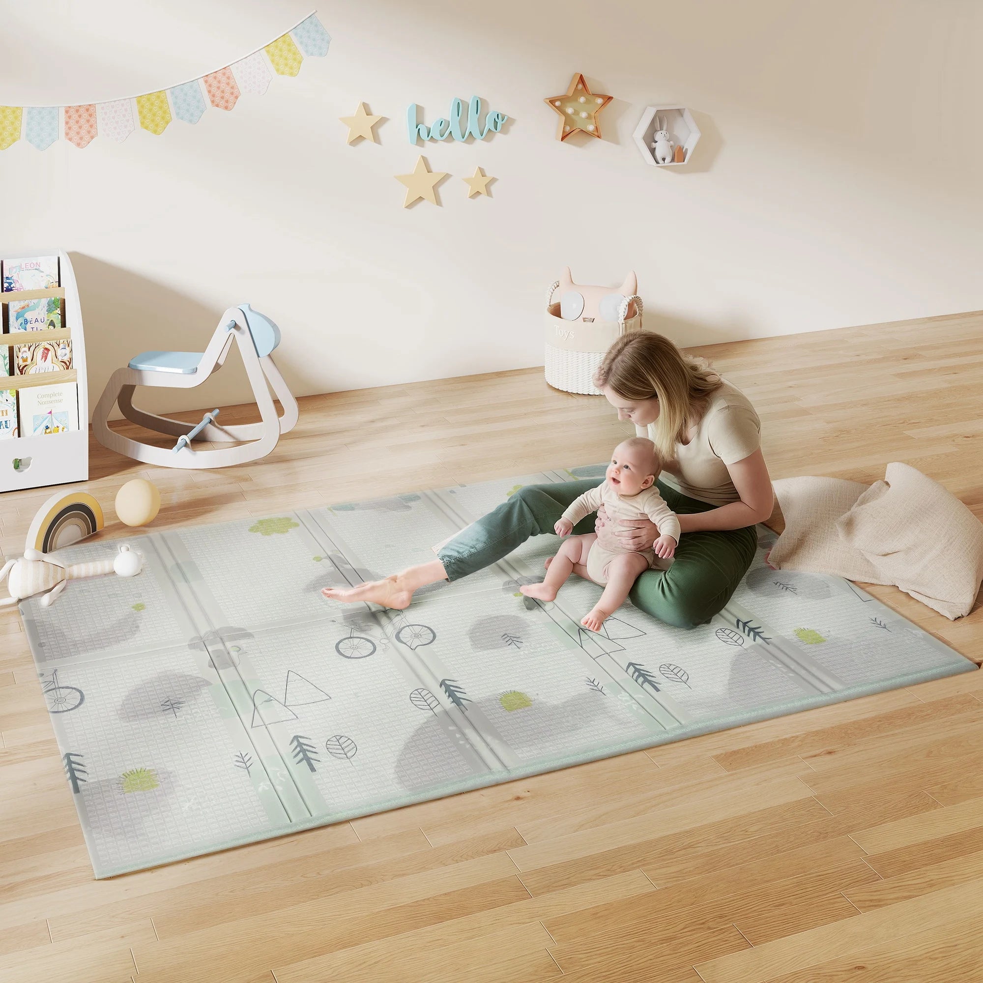 Grand Tapis de jeu pour bébé pliable et réversible