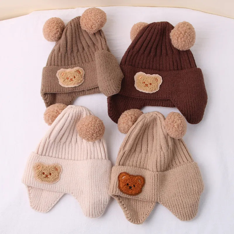 Bonnet Bébé Hiver en Maille Ourson