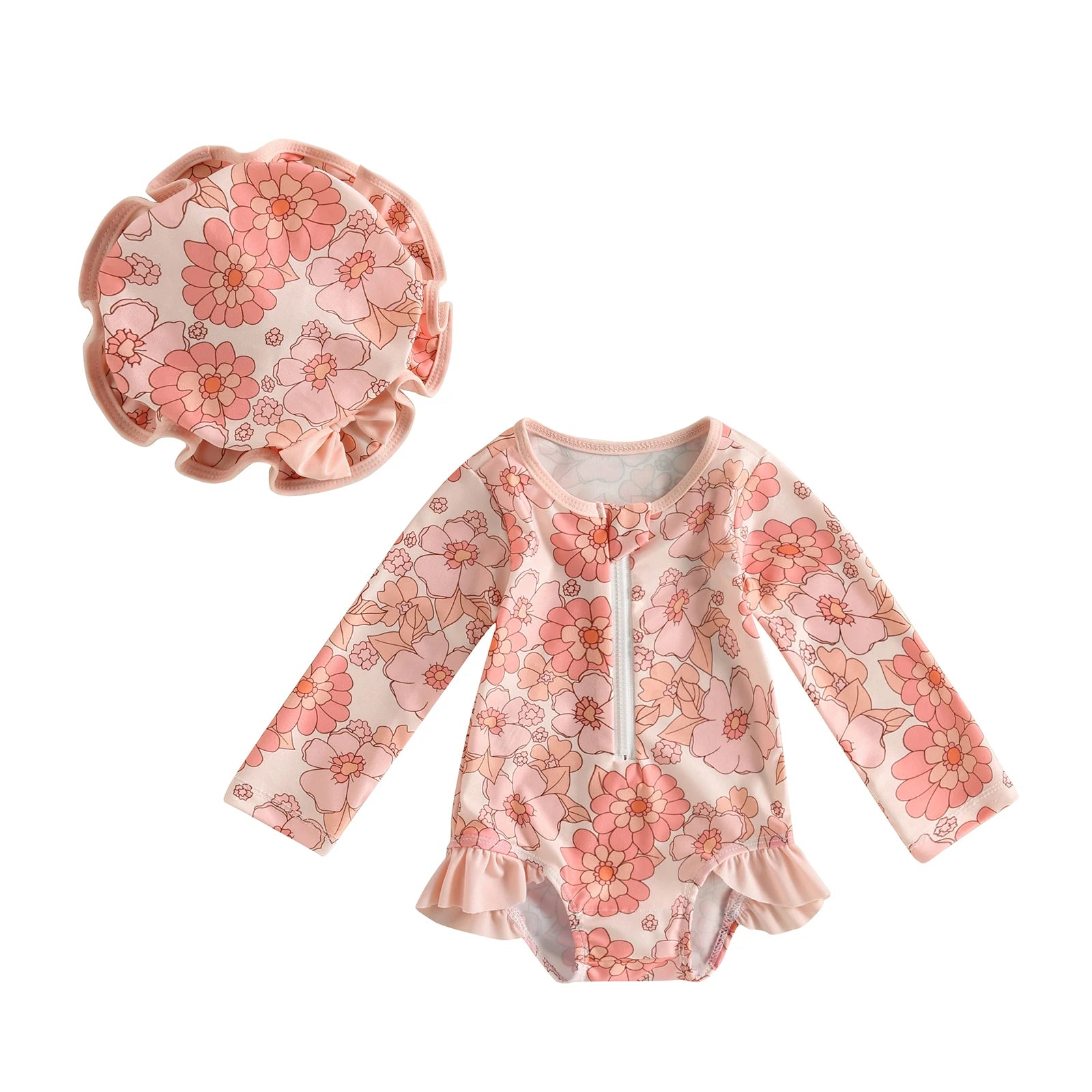 Maillot de Bain Bébé Fille avec Chapeau