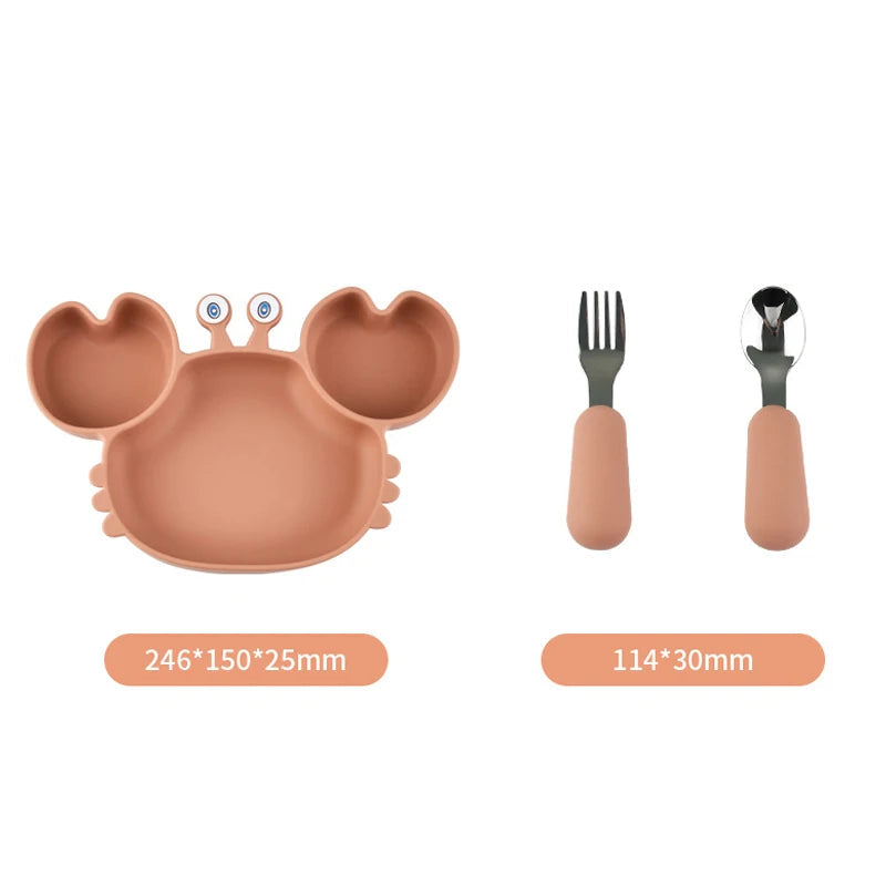 Assiette Ventouse avec Compartiments et Couverts - P&