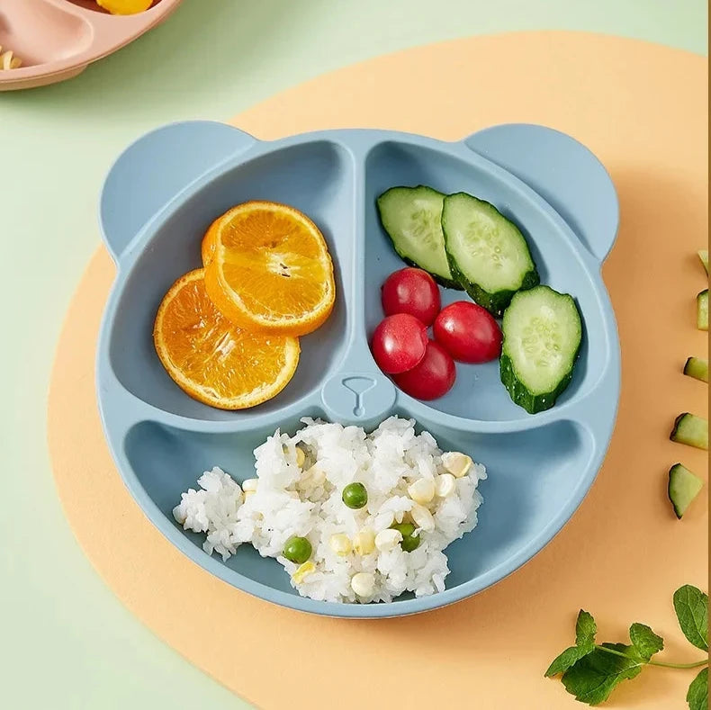 Assiette Bébé Ventouse avec Compartiments - Ours