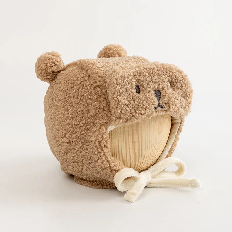 Bonnet Bébé Hiver Ourson avec Liens