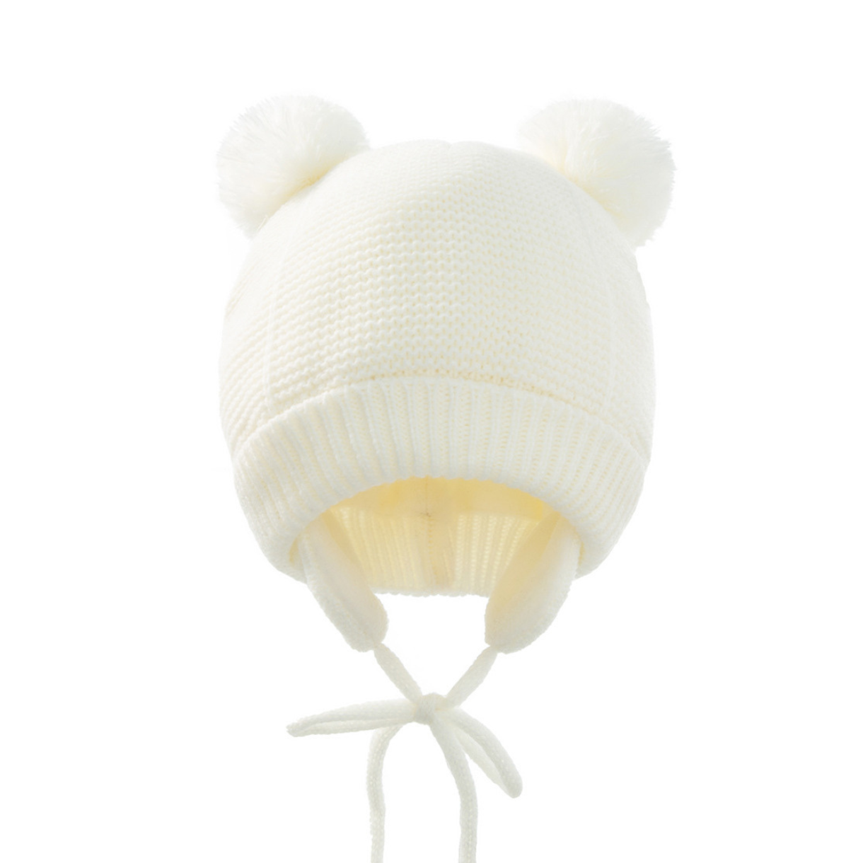 Bonnet Bébé Hiver en Maille avec Liens et Doublure Polaire