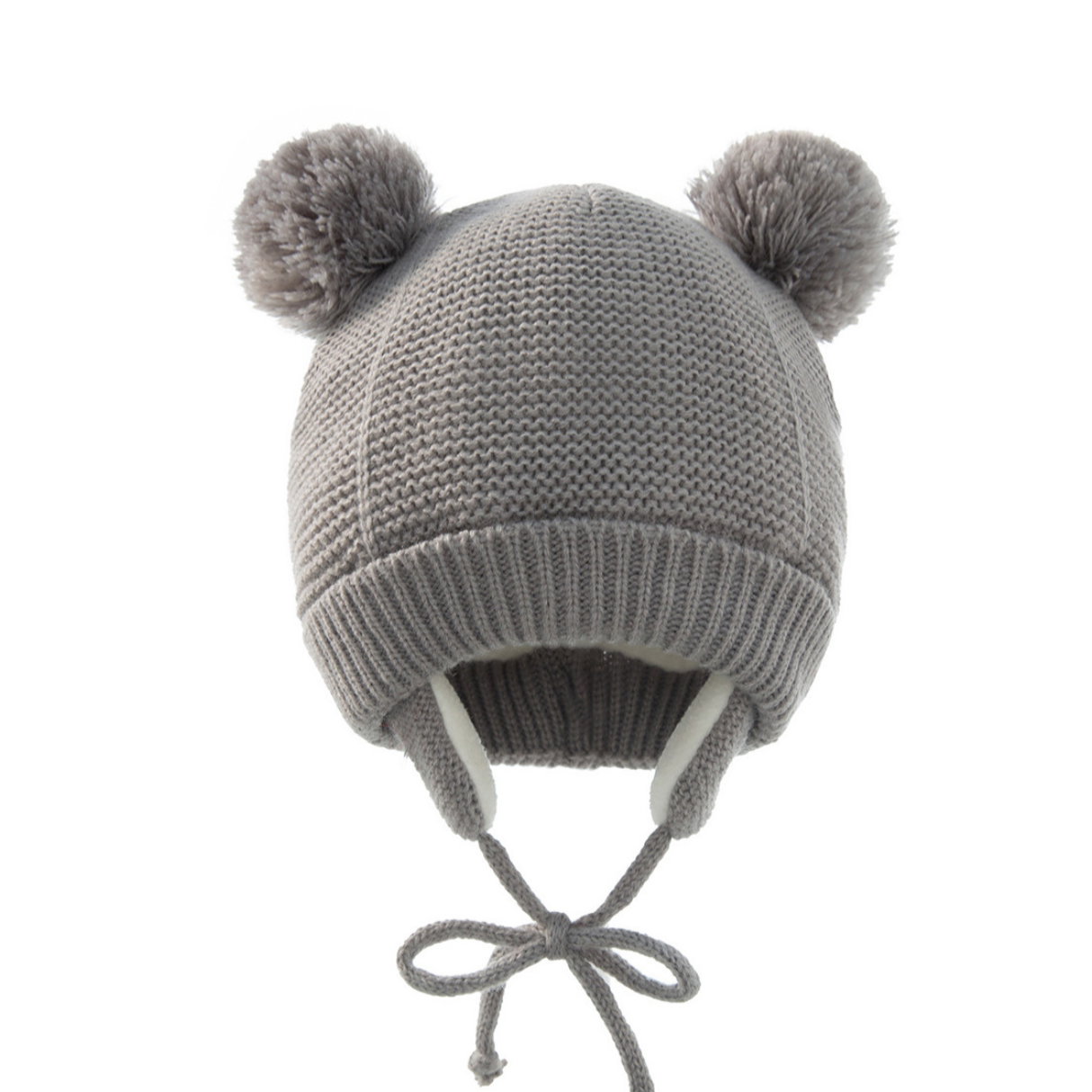 Bonnet Bébé Hiver en Maille avec Liens et Doublure Polaire