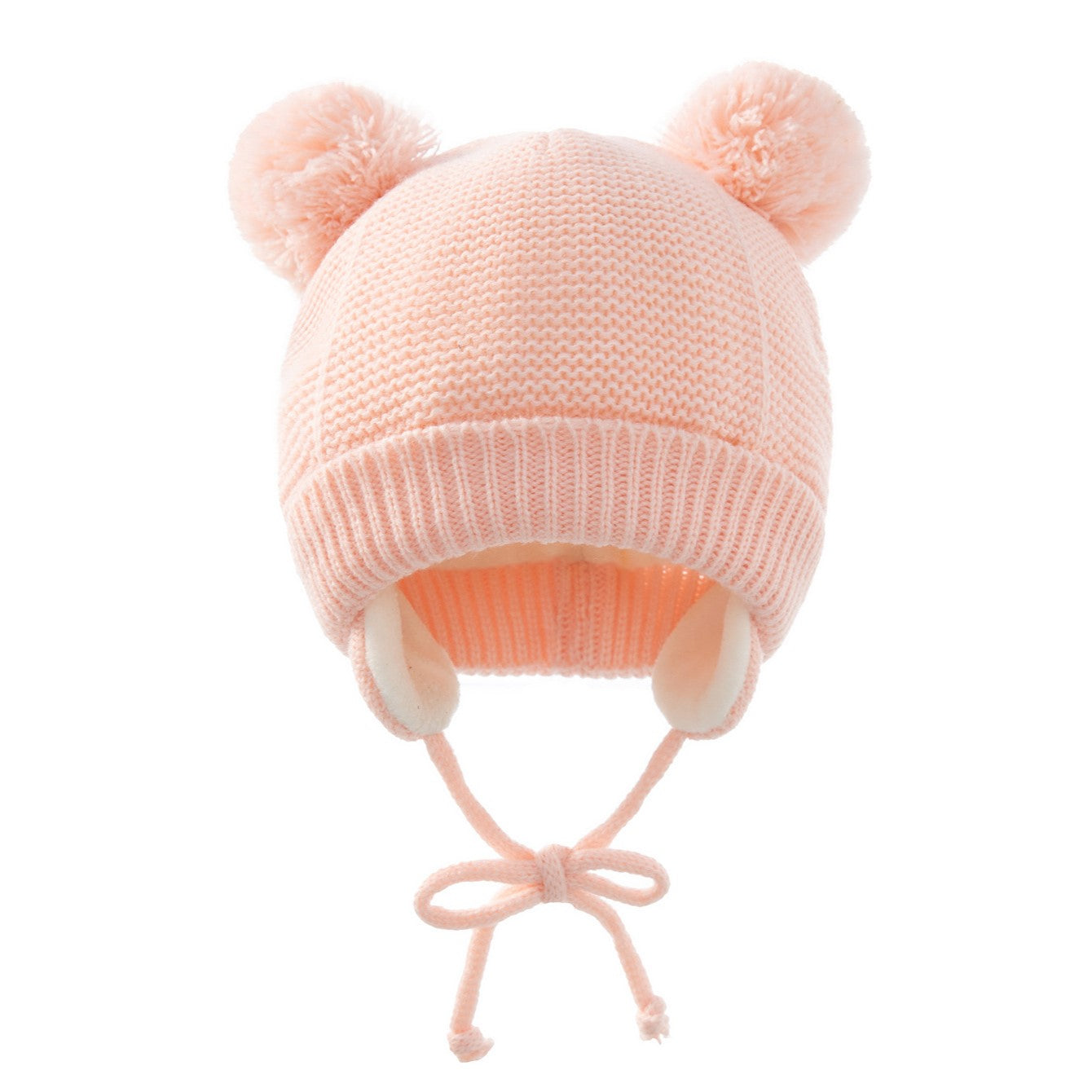 Bonnet Bébé Hiver en Maille avec Liens et Doublure Polaire