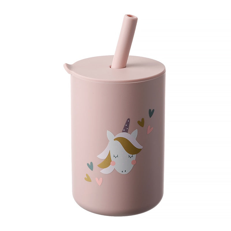 Tasse d’apprentissage Bébé en Silicone avec Paille