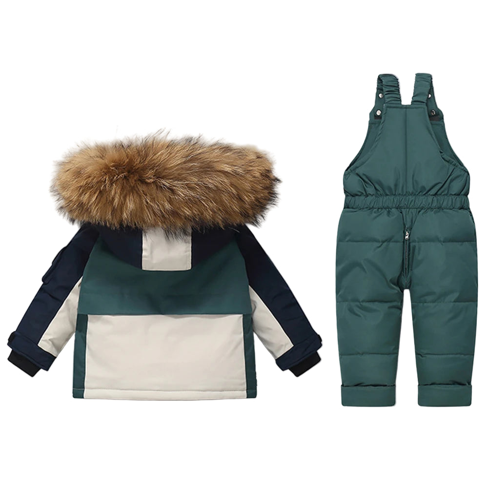 Ensemble Ski Enfant Hiver Chaud – Manteau Doublé Fourrure & Salopette