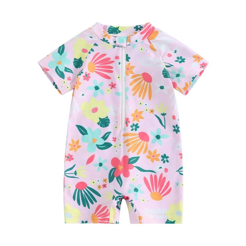 Maillot de Bain Bébé Fille Manches Courtes