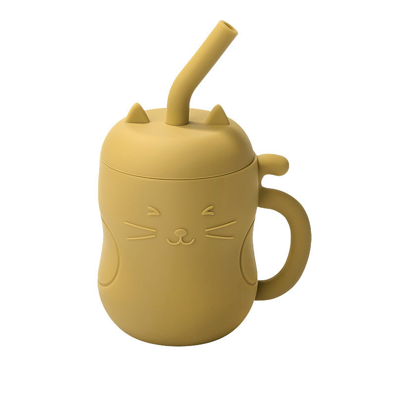 Tasse d’apprentissage Bébé en Silicone avec Paille - Chat