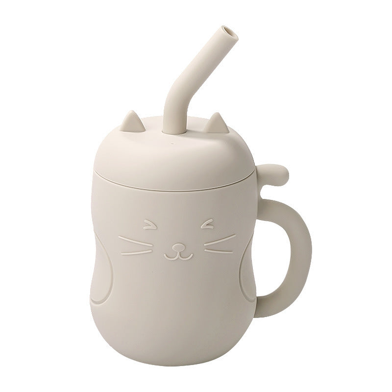 Tasse d’apprentissage Bébé en Silicone avec Paille - Chat