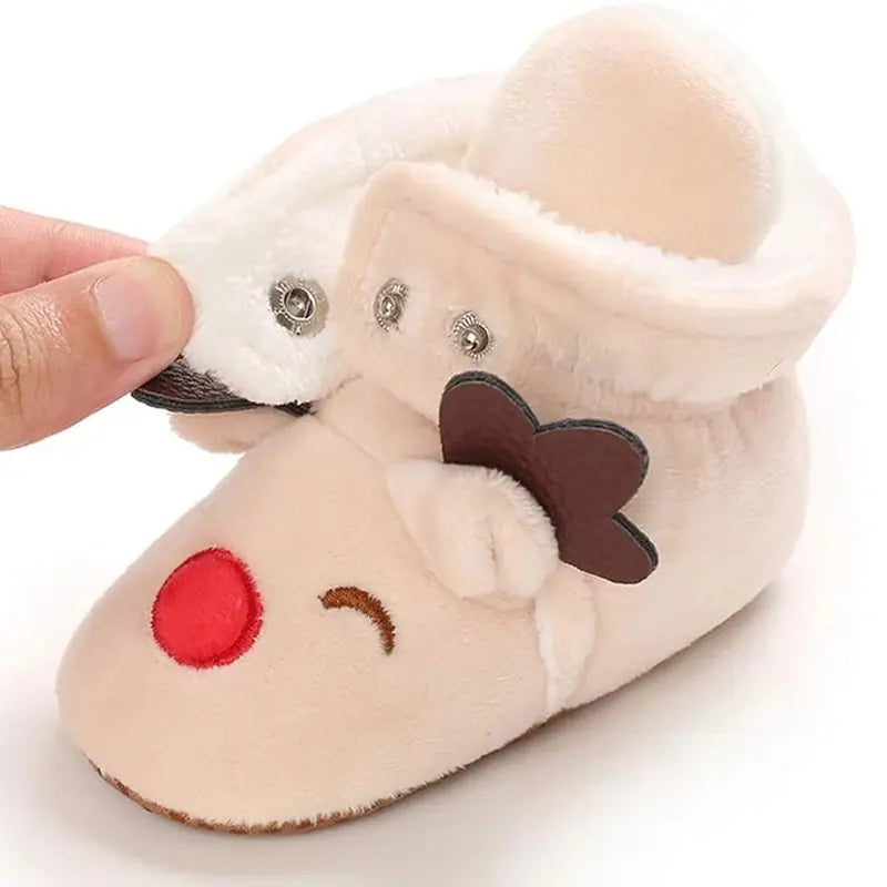 Rabat à pressions des chaussons bébé de Noël renne, à ajuster autour de la cheville