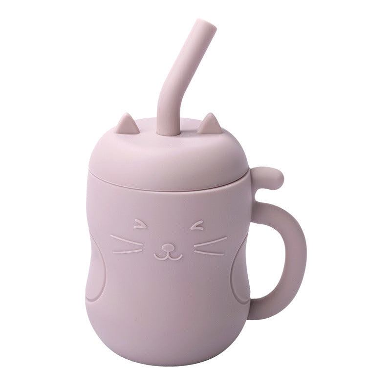 Tasse d’apprentissage Bébé en Silicone avec Paille - Chat