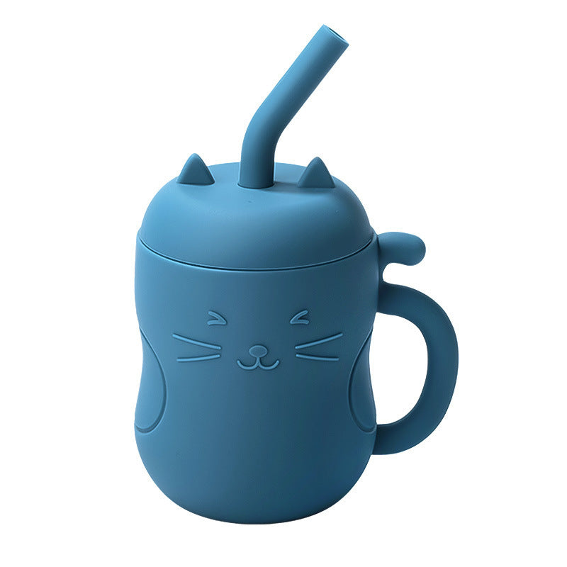 Tasse d’apprentissage Bébé en Silicone avec Paille - Chat
