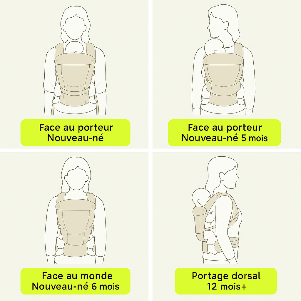 Porte-Bébé Ergonomique Évolutif 0-36 Mois