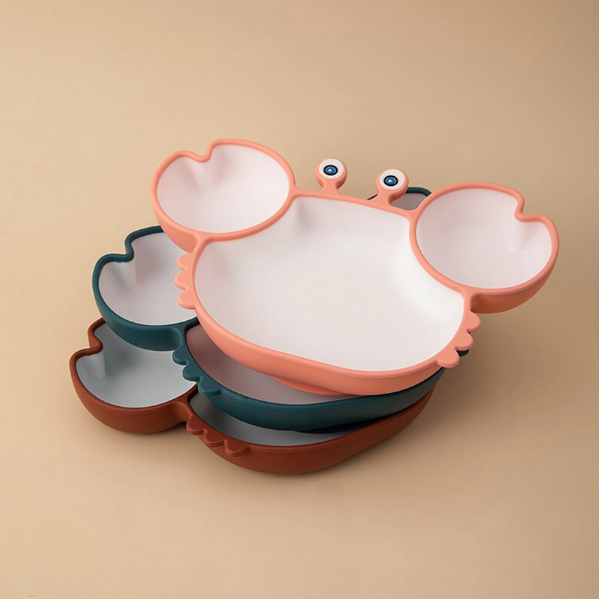 Assiette Bébé Ventouse avec Compartiments - Crabe