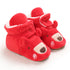 Chaussons bébé de Noël ourson rouge fourrés à pressions